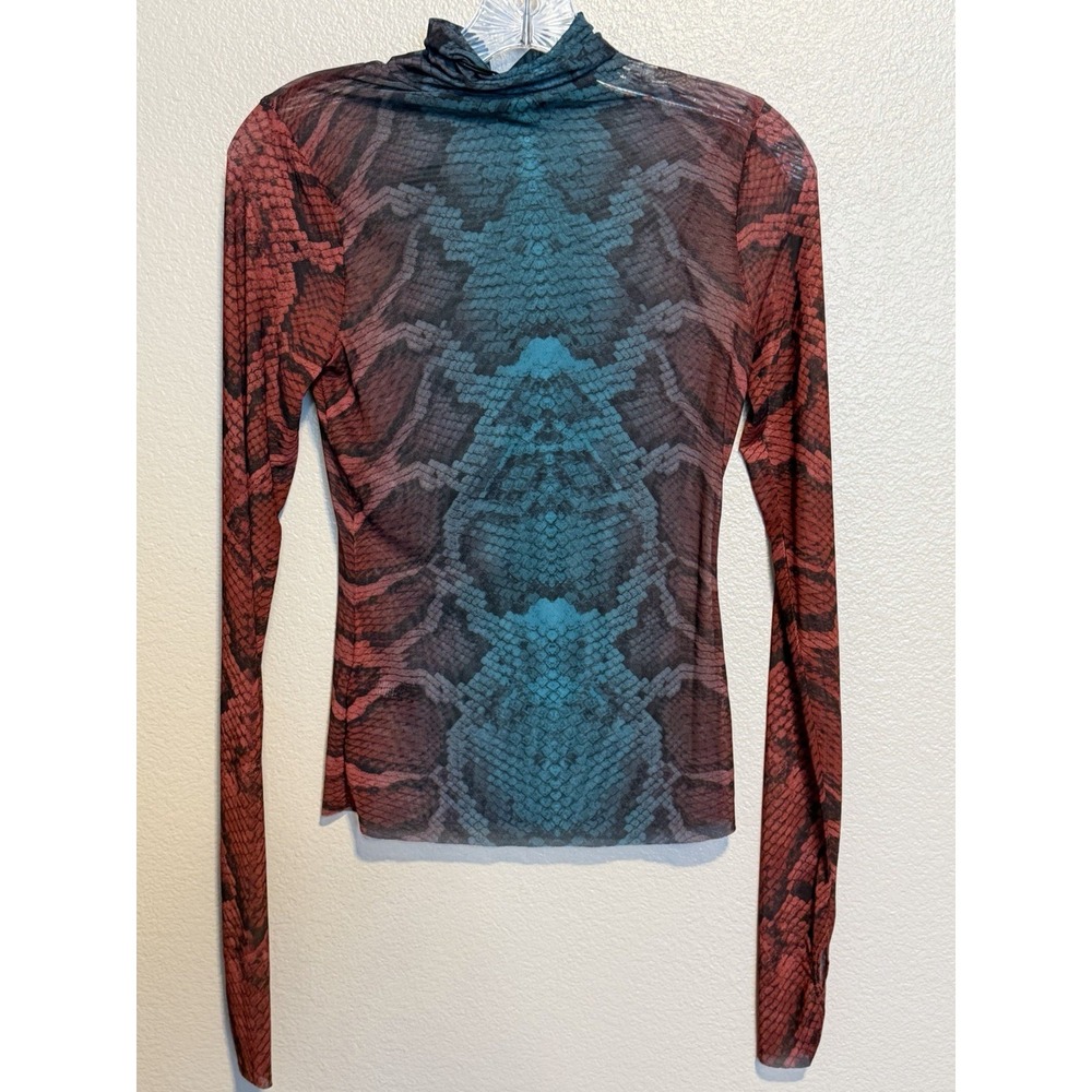 AFRM Zadie Mesh Top sz.S "Fig Snake" Sheer Turtleneck Long Sleeve Festival NWT - Picture 5 of 5